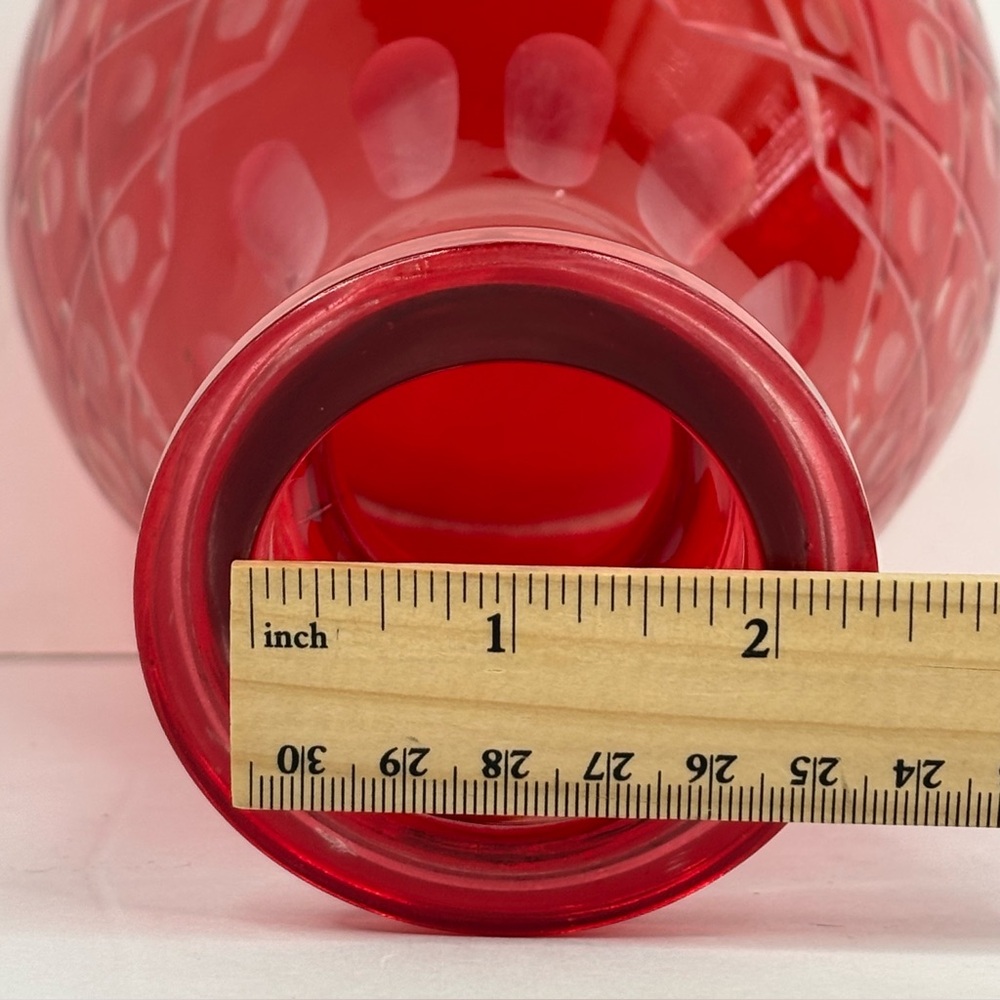 Vintage Red Cut to Clear Decanter Ruby
Base Bohemian Glass Art Vase - Picture 4 of 9